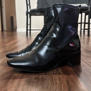 Black Patent Leather Ankle Boots